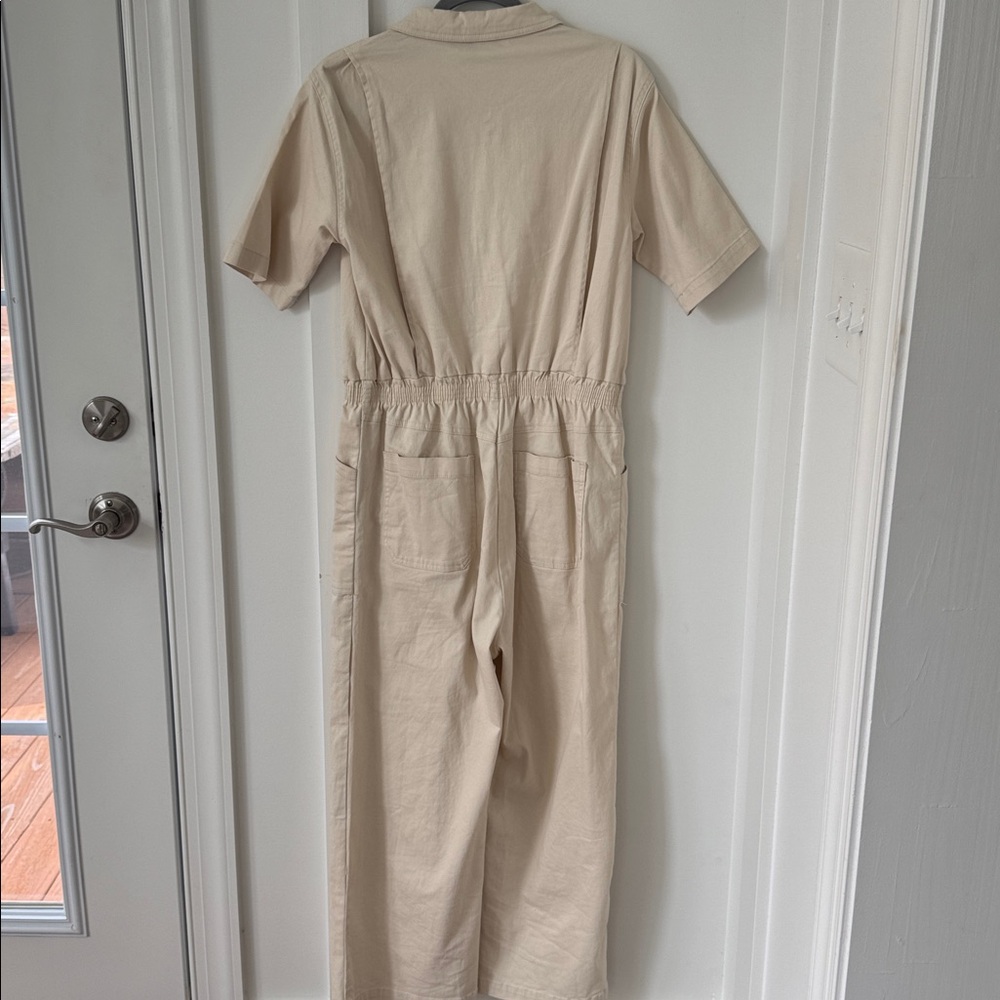 Hunter & Brown Effortless Beige Boilersuit Jumpsuit Size M - Picture 6 of 9